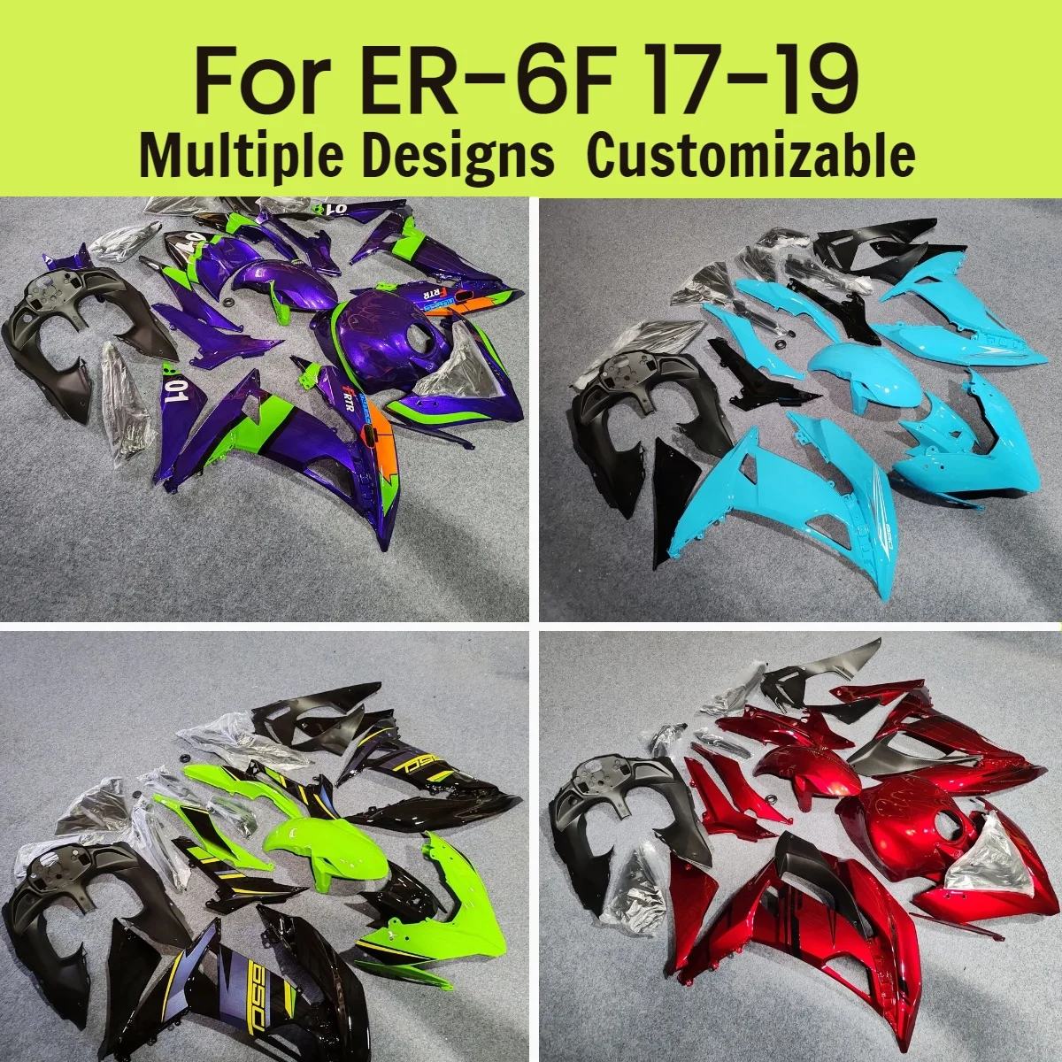 

For Kawasaki ER-6F 2017 2018 2019 Injection Fairing Kit Ninja650 17 18 19 Motorcycle Body Works Cover Fairings