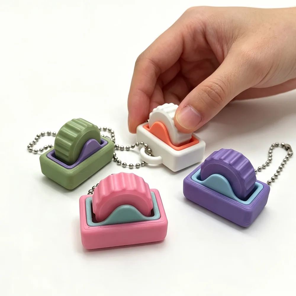 3D Printed Roller Stress-relief Button with Beaded Chain Gear Roller Slides Smoothly Backpack Pendant Creative Vegetables