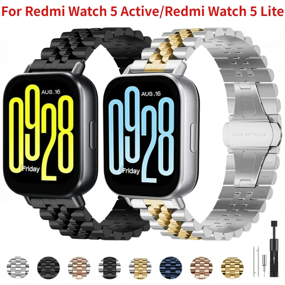 

22mm Metal Strap for Redmi Watch 5 Lite Stainless steel Bracelet Watchband for Redmi Watch 5 Active Luxury Bracelet Belt Correa