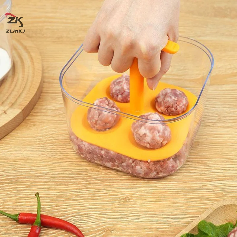 1pc Kitchen Extruded Meatball Making Tool Plastic Meatball Maker Frikadeller Maker Meat Ball Mold Translucent Meatball Shaper