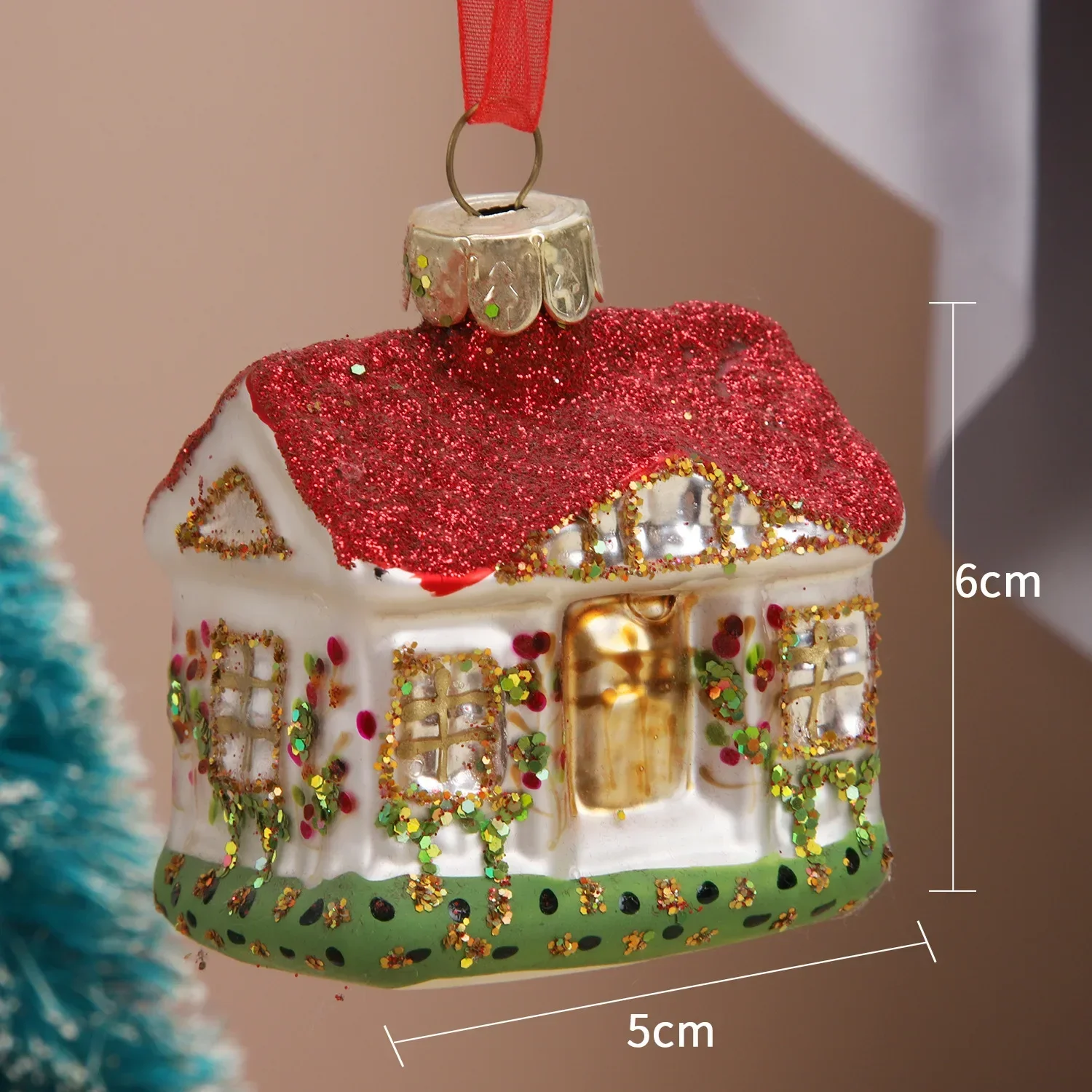 Handmade DIY Christmas House Tree Ornaments Glass Decorations for Home New Year Party 2024 Nativity Glass Christmas Toys