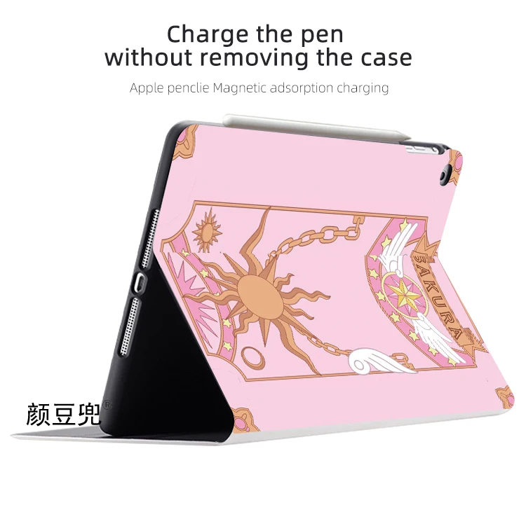 Funda de silicona de lujo con Captor de tarjetas para iPad, carcasa de Anime SAKURA para iPad 10,2 7th 8th Air 4 5 Mini 5 6, iPad Air 4, iPad Pro11, 12,9