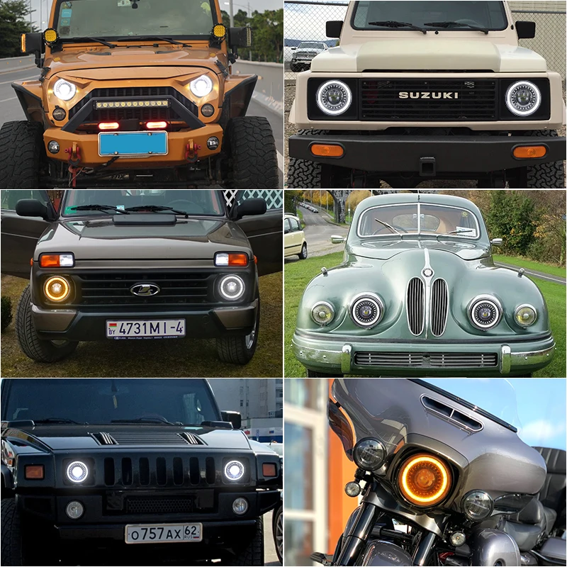 7 Inch LED Headlights Filed 4x4 Turn Signal Round HeadLight for Land Rover Defender Lada Niva 4X4 Uaz Hunter Mazda Miata MX5