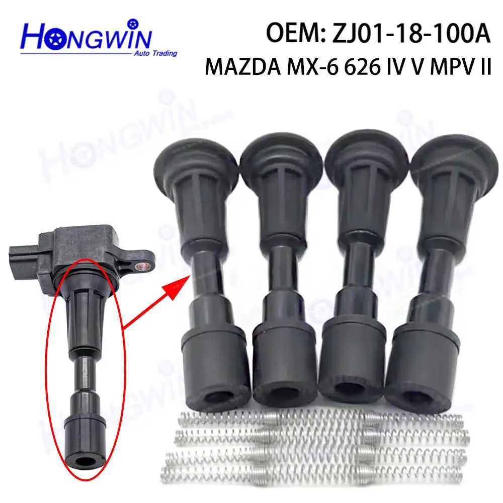 

4PCS Ignition Coil Rubber With Spring ZJ01-18-100A ZJ01-18-100 Fits Mazda MX-6 626 IV 1991-1997 V 1997-2002 MPV II 1999-2006