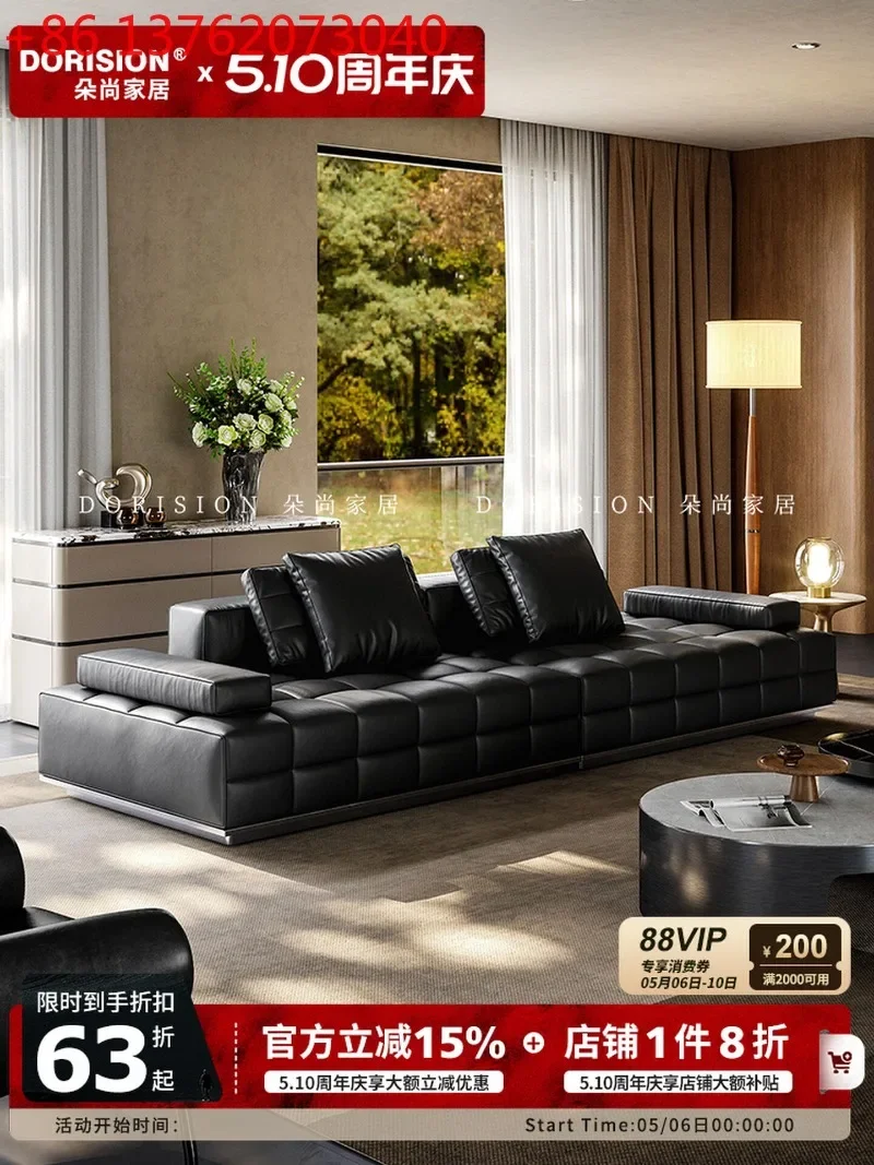 

Lawrence high-end Italian minimalist villa large apartment living room first layer cowhide module leather sofa