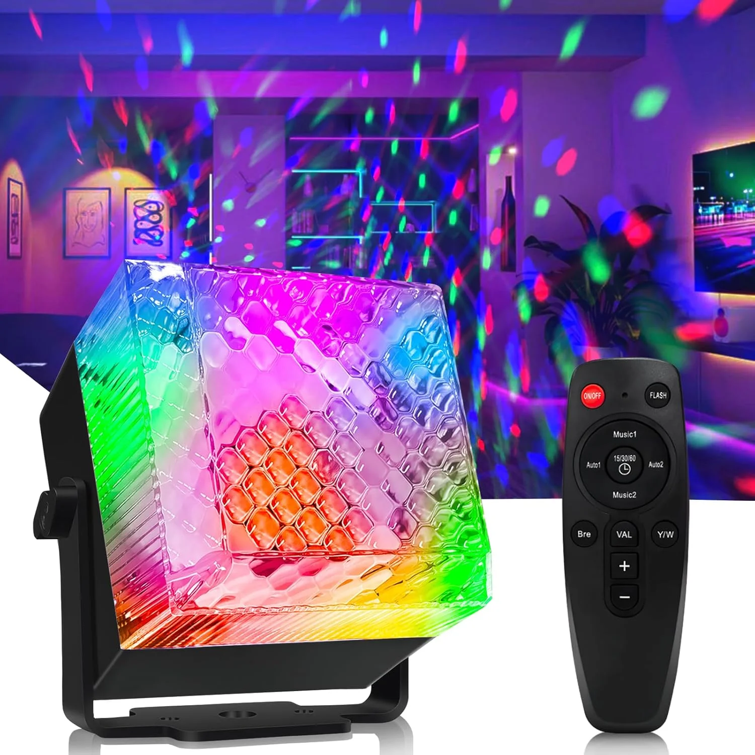 Светодиодные диско-сценические огни DJ Strobe Party Light 7-цветный окружающий свет с пультом дистанционного управления для Рождества Холлоween Bar KTV Show Lamp Party