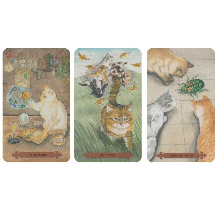 12x7 cm Mystical Cats Tarot Without Paper Manual Card Game