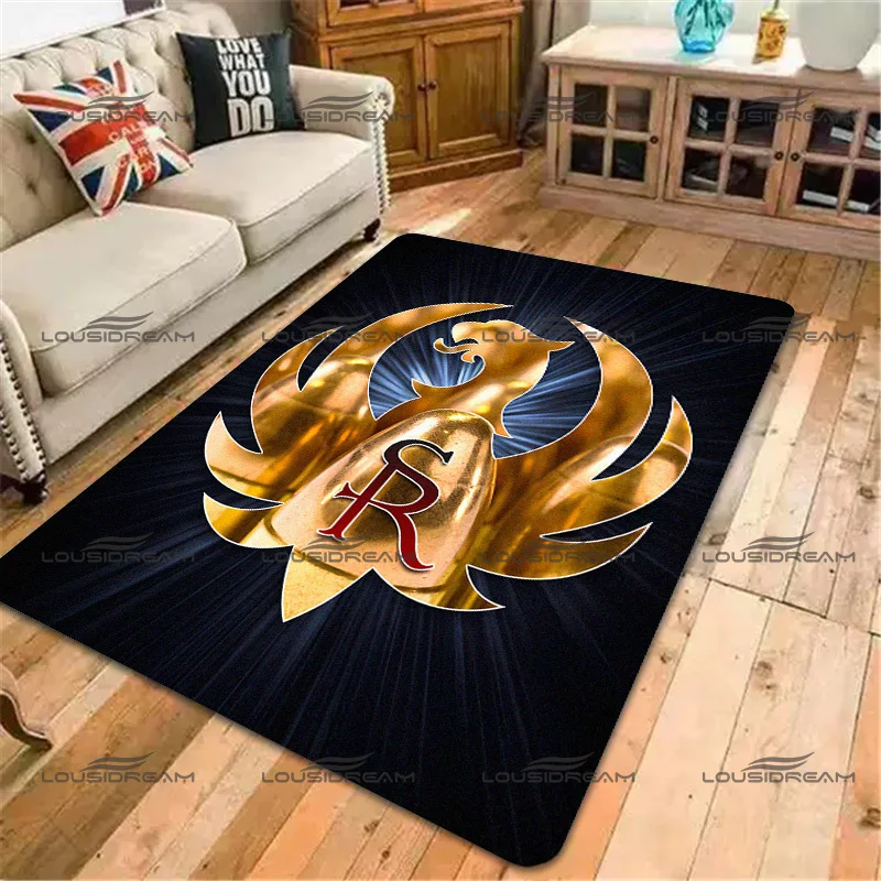 Classic Pistol Logo Pattern Floor Mats Square Flannel Ruger Carpet Modern Home Living Room Rugs Bedroom Carpet