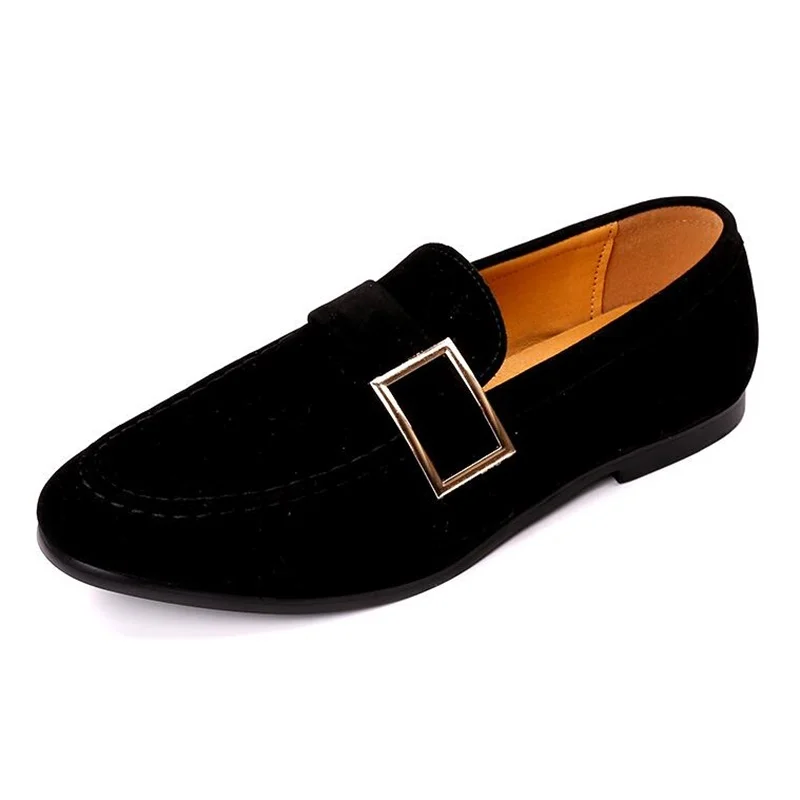 New Fashion Italy Style Luxury Mens Suede Loafers Handmade Strap Buckles Men Casual Shoes Slip On Mocasines Men\'s Slippers