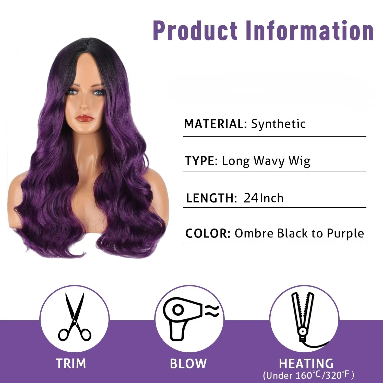 Synthetic wig daily wear long curly hair big wave wig for women