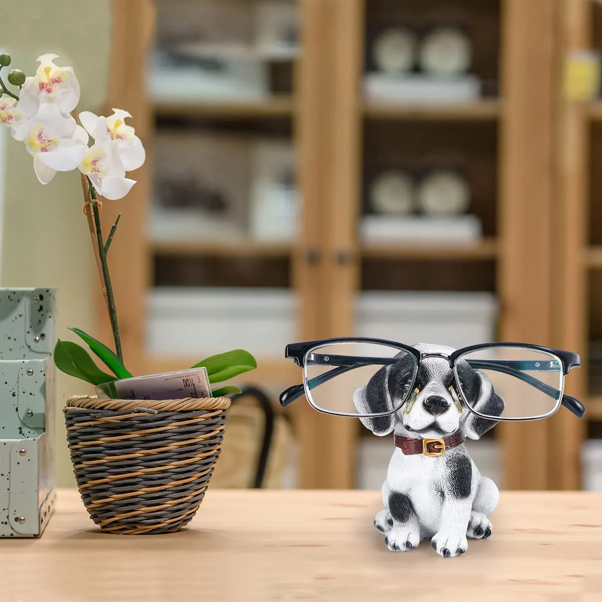 

1pc Resin Glasses Holder Puppy Design Storage Display Shelf Home Office Tabletop Ornament Animal Decor Accessories