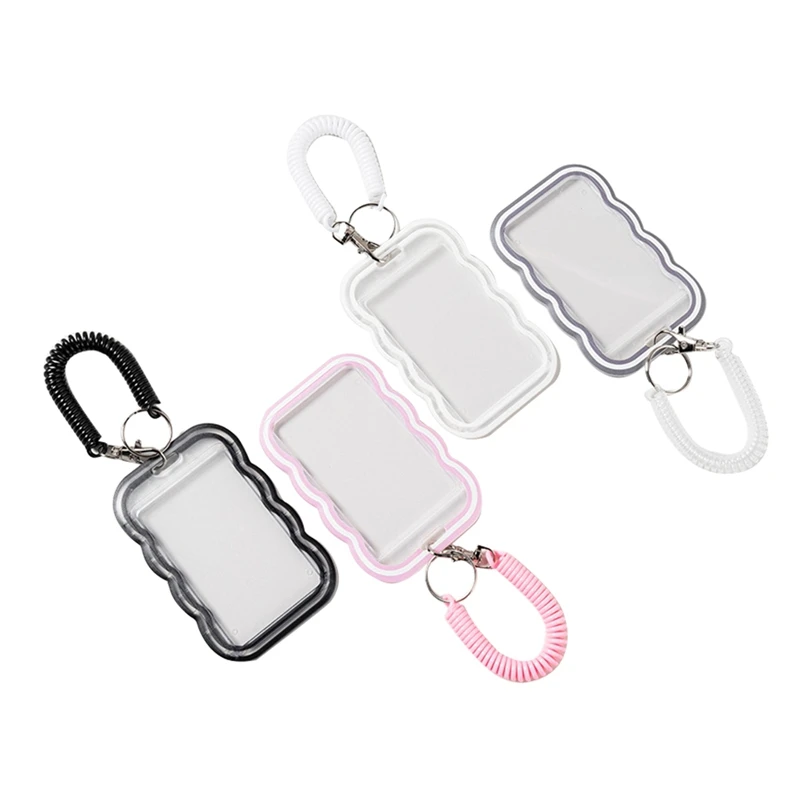 

4PCS Wave Transparent Card Holder With Lanyard For Bus Card Protection Cover For Meal Card Cover For Student ID Cover