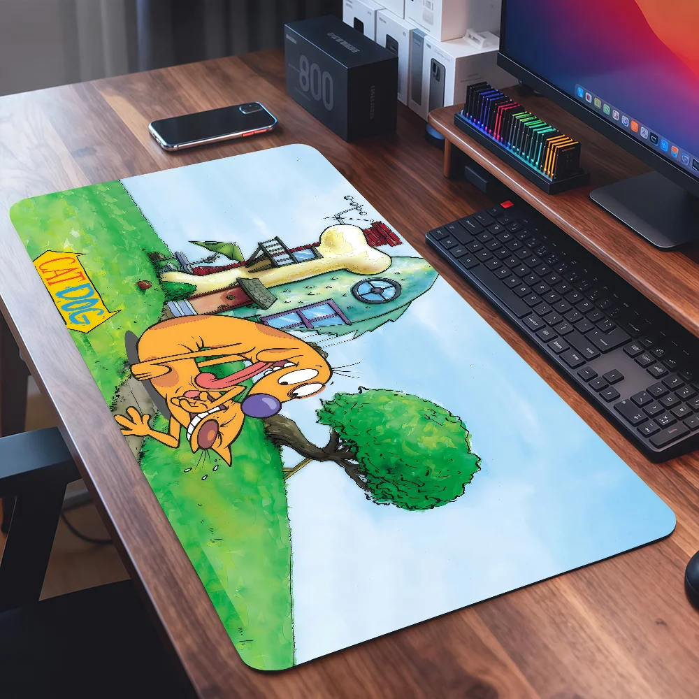 Cartoon cute C-Catdog Mouse Pad Square Office Gaming Desk Mat Waterproof Non-Slip Rubber Decorative