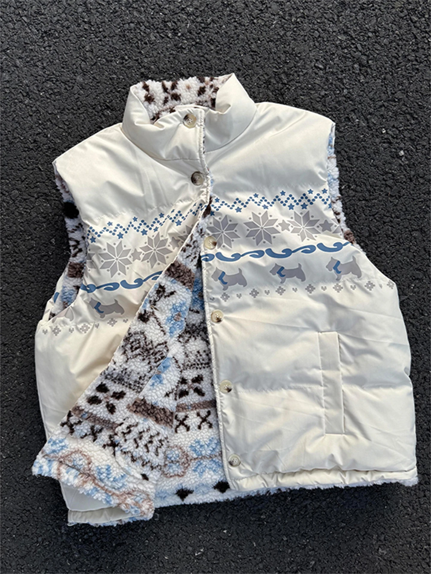 

Double-Sided Wear Lamb Velvet Vest Men's Winter Outerwear Fce Lined Svel Jaet Stand Fit Youth Casual Zipper Clo...