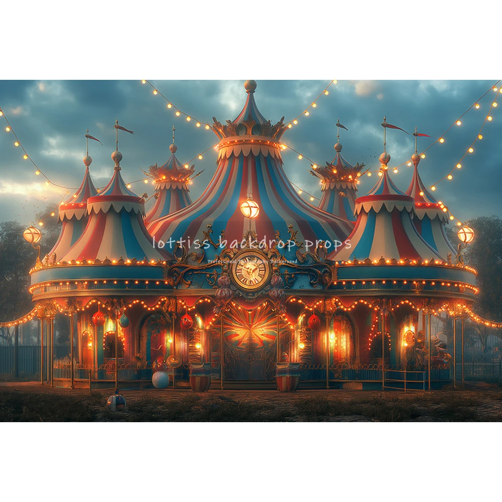 Whimsical Circus Tent Backdrops Kids Baby Photography Child Adult Photocall Decors Wonderland Zoo Backgrounds