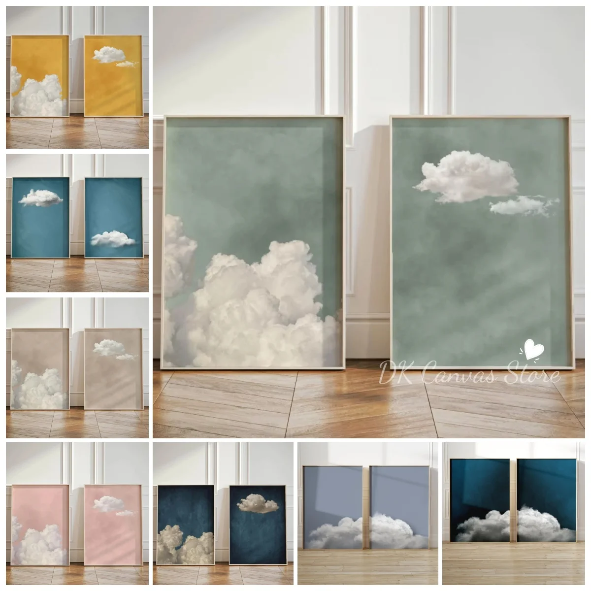 2 teile/satz Bunte Wolke Himmel Abstrakte Leinwand Druck Poster Moderne Minimalistischen Kunstdrucke Wohnzimmer Wohnkultur Wand Kunst Poster