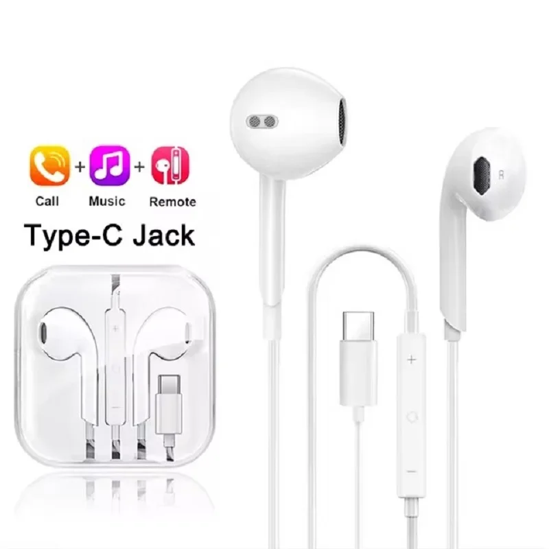 Type C Earphone For Redmi POCO Huawei Samsung Phone Earbuds Headset Wired Headphones For Xiaomi 14 13 12 11 Pro Ultra Lite 3.5MM