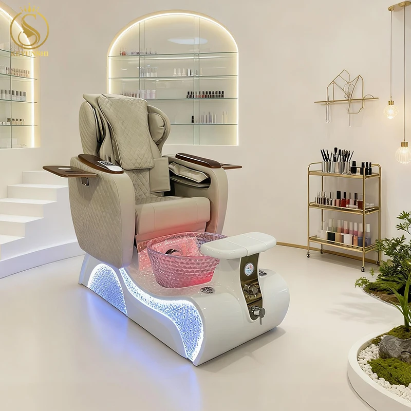 

High-end Electric Massage Robot Foot Bath Pedicure Chair Customizable Color with Drainage Pump Colorful Lights for Nail Shop