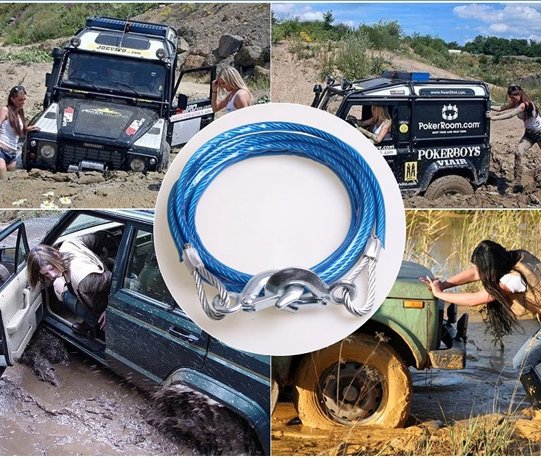Corda Di Traino Per Auto 4 Metri – Portata 3 Tonnellate – Cinghia In Nylon Con Ganci Di Sicurezza – Arancione – Per Auto, SUV, ATV