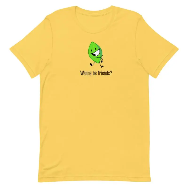 BFDI Battle For Dream Island Leafy Unisex T-Shirt Yellow Blue Pink Gray White