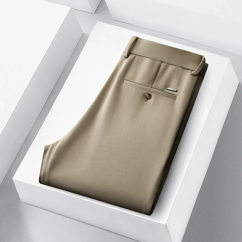 

TFETTERS Brand Business Casual Men Pants Solid Color Fashion Thick Regular Trousers Men Autumn and Winter Mid Straight Pants Men