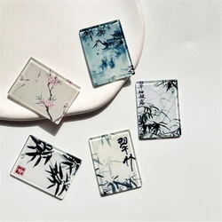 10Pcs/Lot New Retro Acetic Acid Painting Bamboo Square Beads Charms Connectors Diy Pendant Jewelry Making Resin Acessories