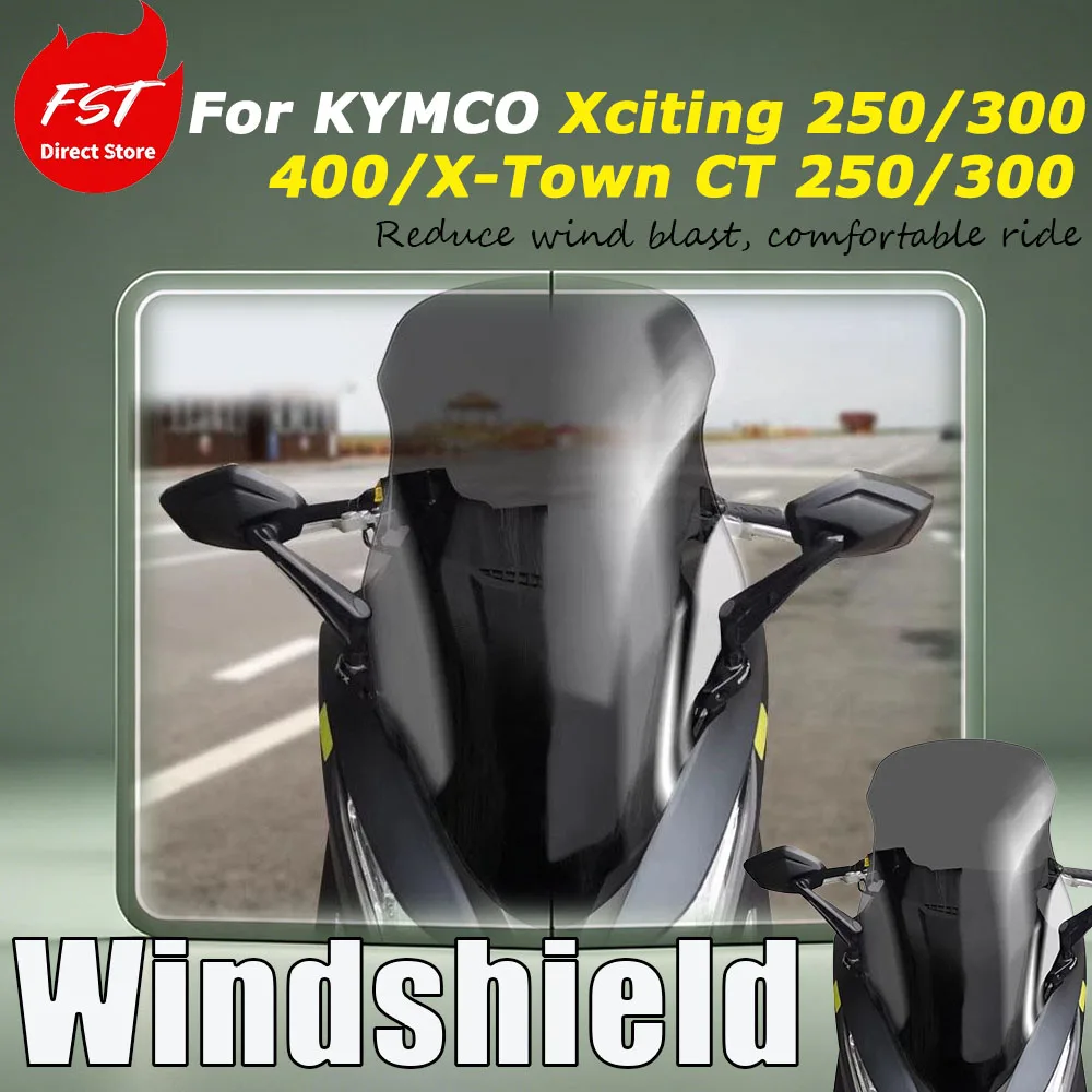 For KYMCO Xciting 250/300/400/X-Town CT 250/300 Replacement parts: Non-destructive installation of the front windshield glass