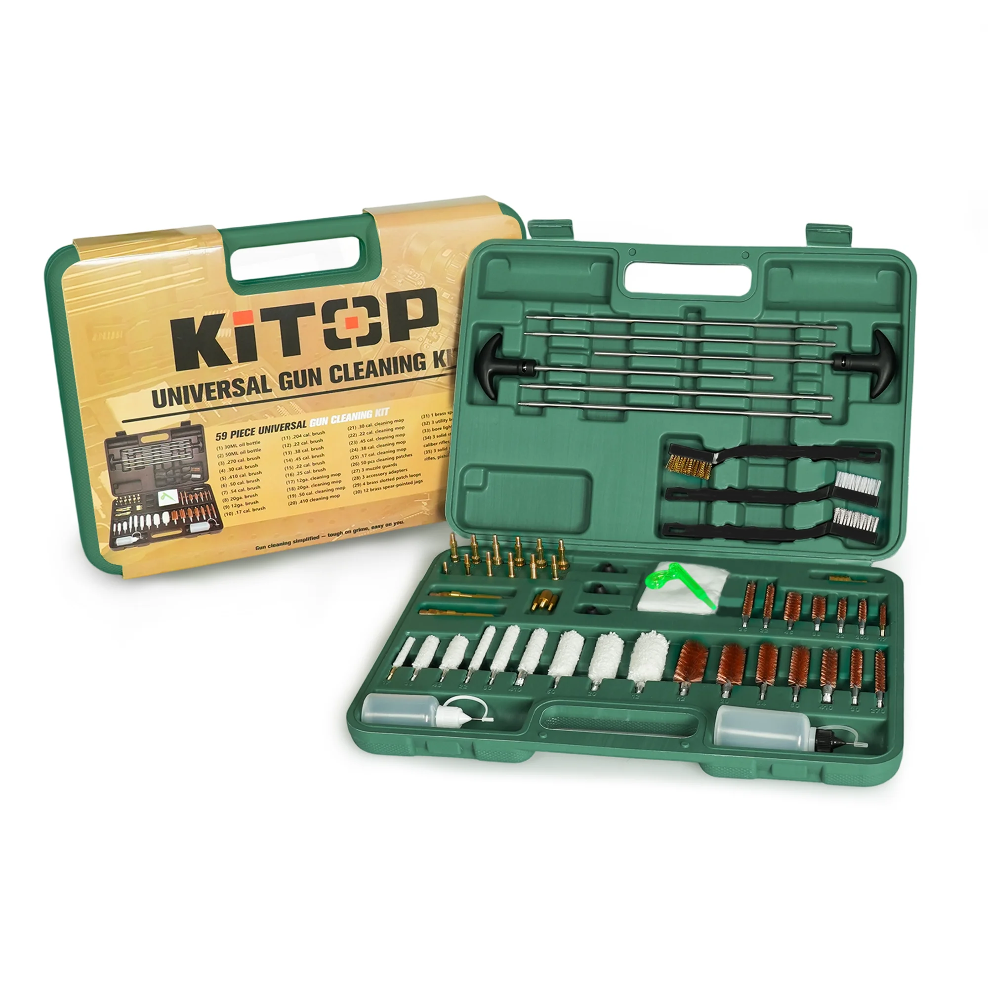 59 Pcs Universal Premium Gun Cleaning Kit Compatible with Rifle Pistol Shotgun for All Caliber w/ Brass Accessories Ideal Gift