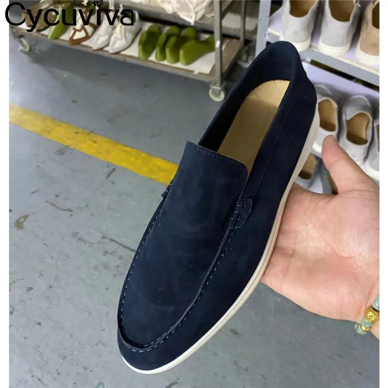 New Suede Flat Shoes For Men Casual Men's Loafers Outdoor Mules Sneakers Round Toe Summer Walk Shoes Male Comfort Driving Shoes