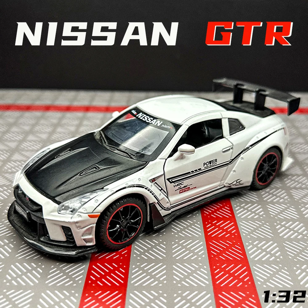 

1:32 Nissan GTR R35 имитация спортивного автомобиля из сплава, звуковой свет, модель автомобиля с откатом, игрушечные украшения, детские праздничные подарки