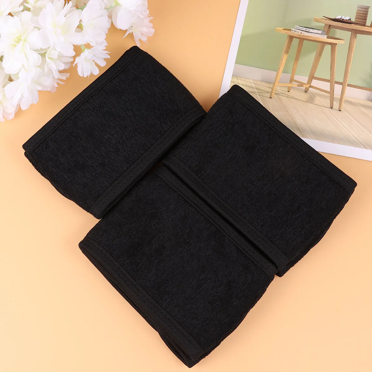 3Pcs Headband Hair Band Adjustable Black Makeup Removal Bath Hairband for Women Spa Facial Exercise Sports Use