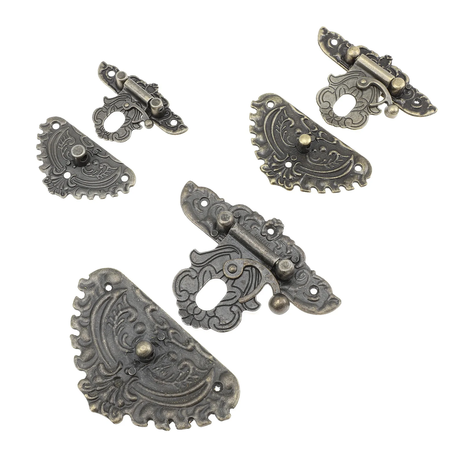 

3Pcs Box Lock Latches Jewelry Box Hasp Durable Zinc Alloy Small Size Lightweight Home Office Retro Cabinet Hasp Latch