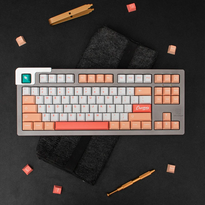 Imagem -06 - Gmk Pêssego Creme Grande Conjunto Cereja Perfil Pbt Keycap Corante-sub Inglês Personalizado Personalidade Keycaps para Teclado Mecânico 61 64