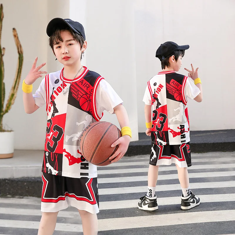 Kids Basketball Jersey Suits Quick-drying Fashionable Children Team Training Uniform Boy and Girls Shirt Sportswear Clothings