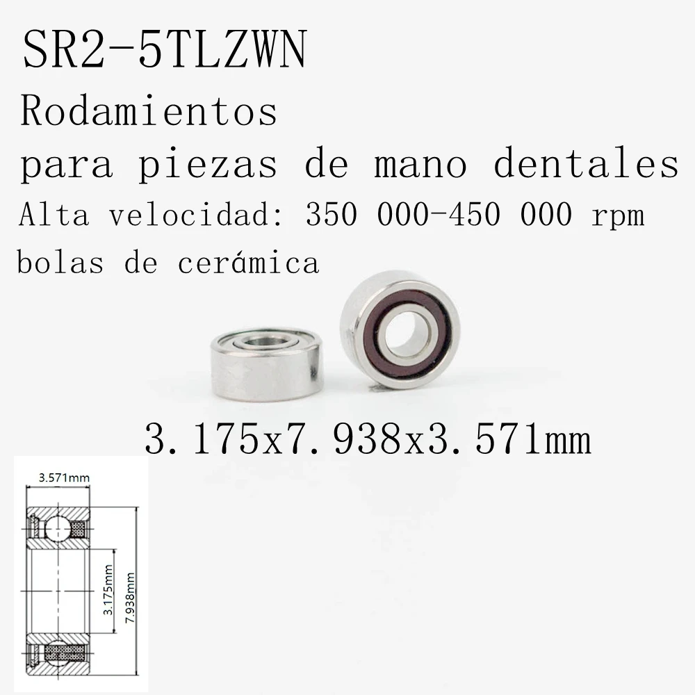 10pcs Super quality dental turbine bearings SR2-5TLZWN for Bien Air handpiece BORA PB 3.175x7.938x3.571mm