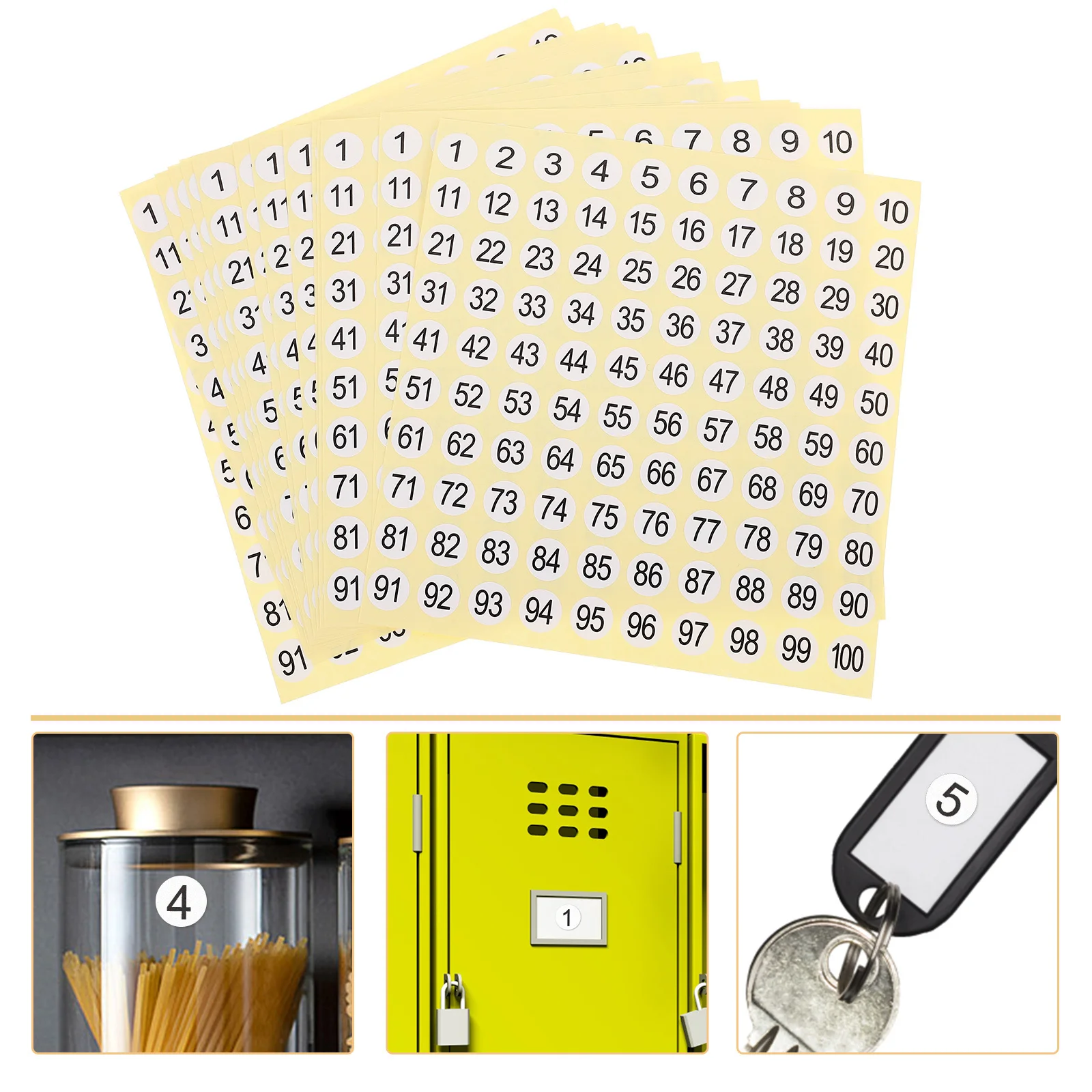 

15 Sheets Round Numbered Stickers Labels Self-Adhesive Number Sticker Decals for Home Office Classroom Organization