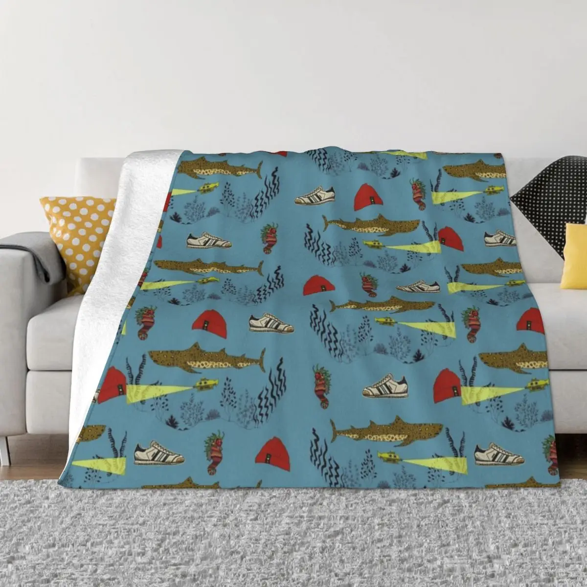 Team Zissou - The Life Aquatic pattern Throw Blanket for winter Vintage Luxury Brand Blankets