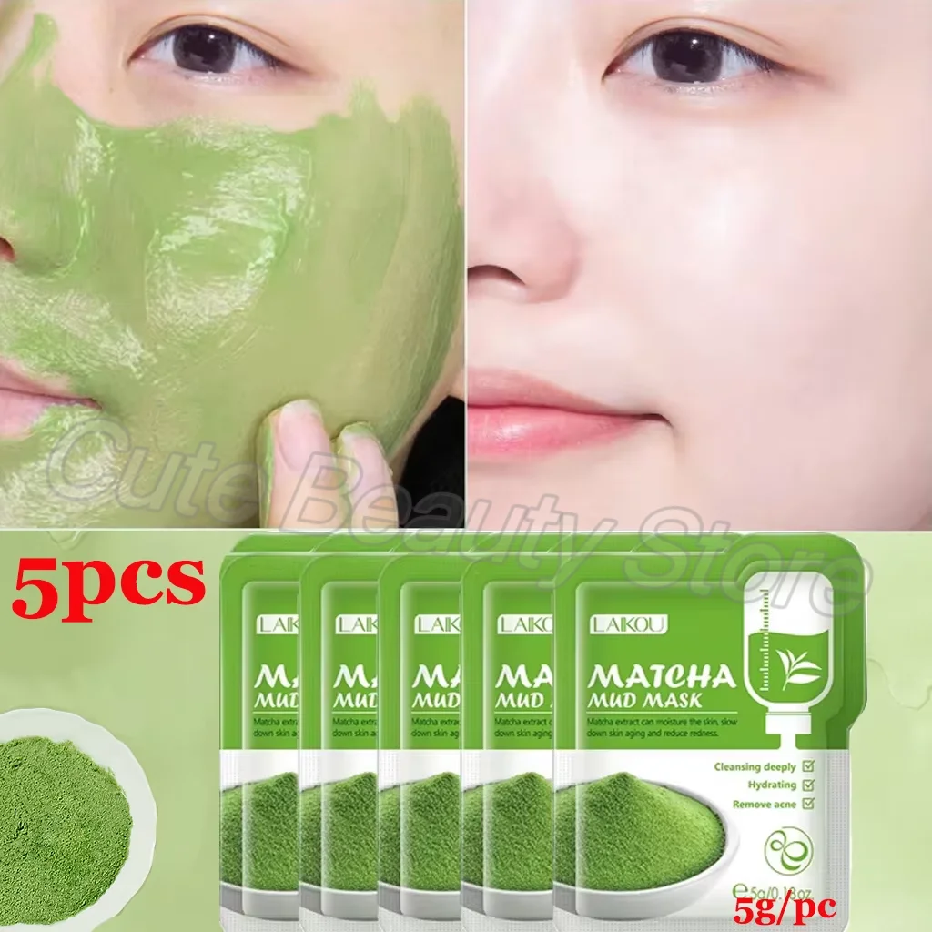 

Green Matcha Mud Mask Blackhead Remover Acne Treatment Deep Cleaning Shrink Pores Oil Control Exfoliating Anti-Aging Skin Care