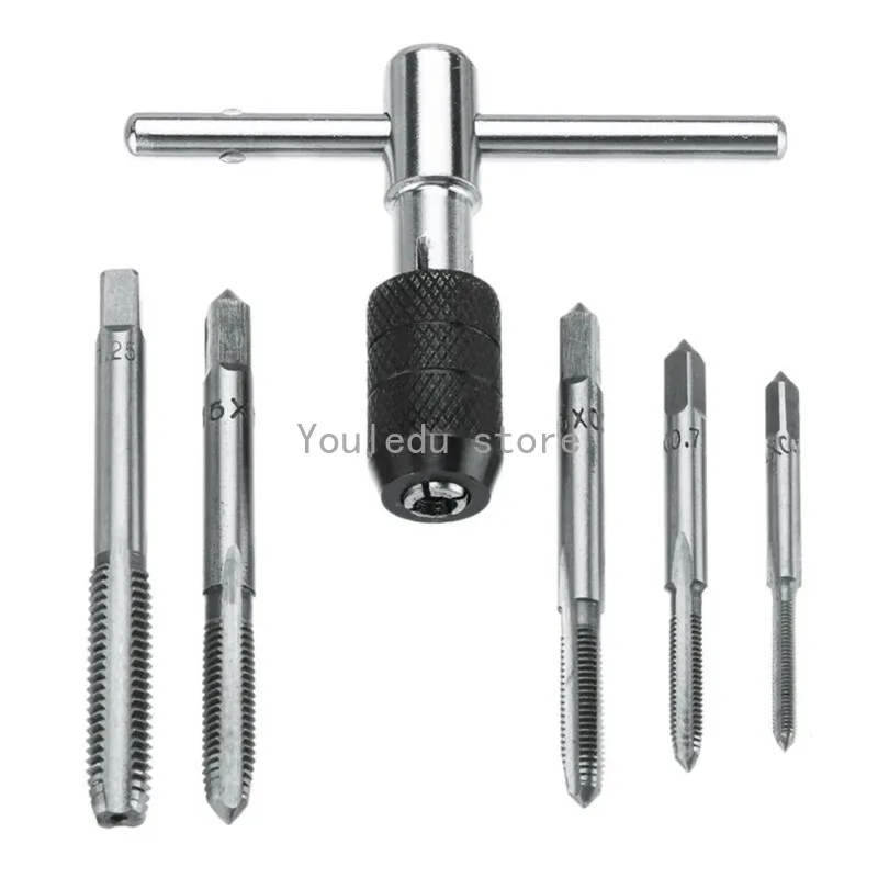 6PCS/Set Tap Drill Wrench Tapping Threading Tool M3-M8 Screwdriver Tap Holder Hand Tool Thread Metric Plug Tap Screw Taps