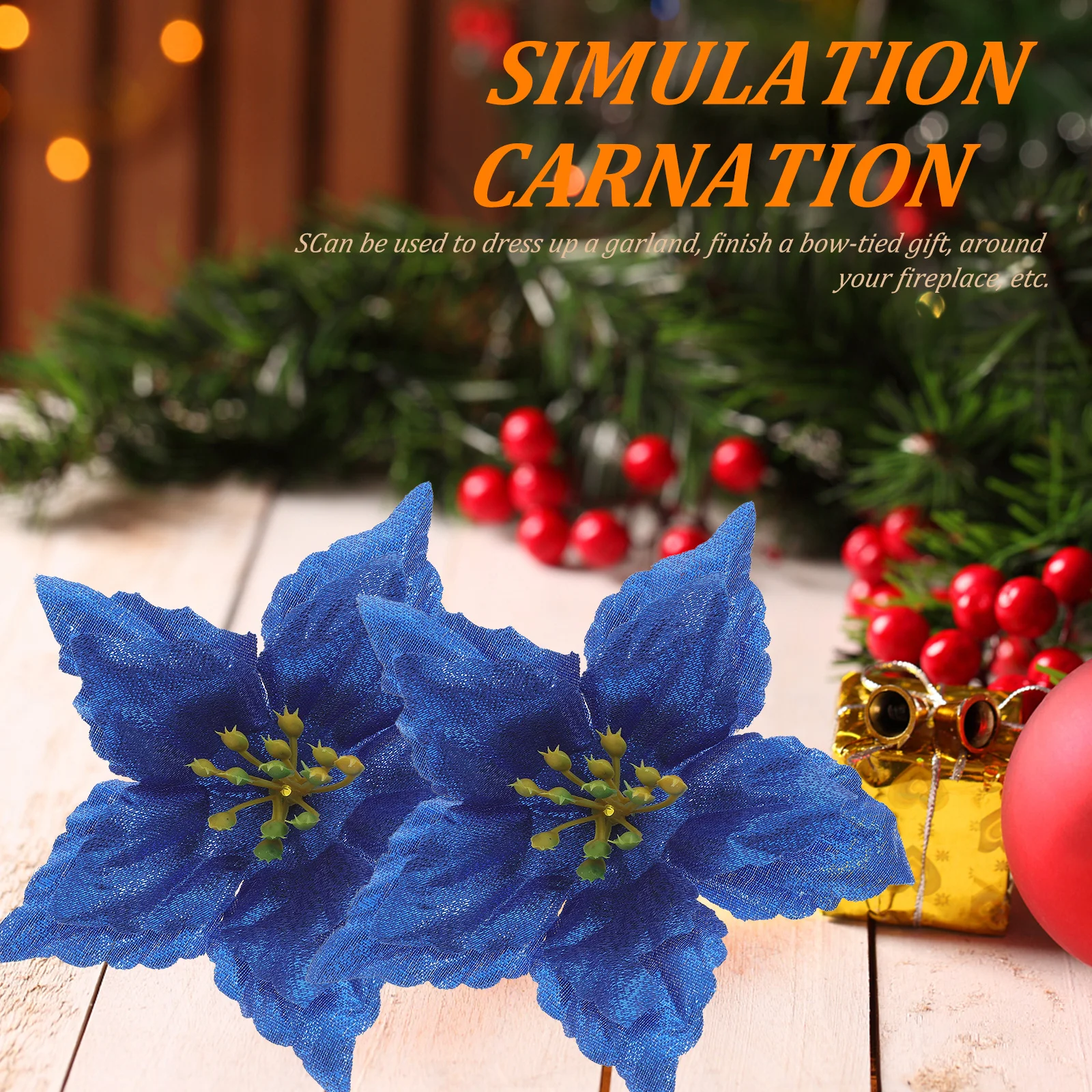 

7 Pcs Decor Flowers Christmas Ornament Decoration Outdoor Wreath Garland Blue Wreaths Room