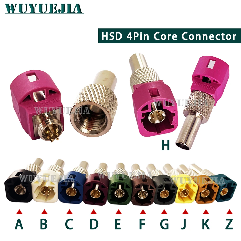 

1Pcs HSD LVDS 4Pin Core Straight Male Jack Connector ABCDEFGHJKZ Type For HSD Coaxial Cable Car Reversing Video Wiring Harness