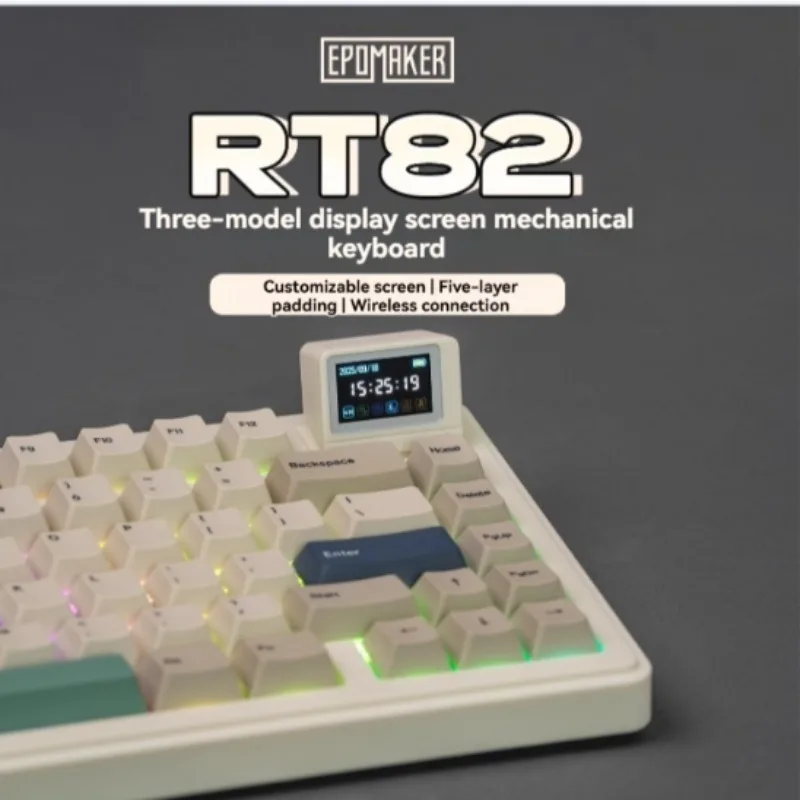 

EPOMAKER RT82 Triple Mode Mechanical Hot-Swap Keyboard with Mini TV RGB Display and Gasket-Mounted Customization
