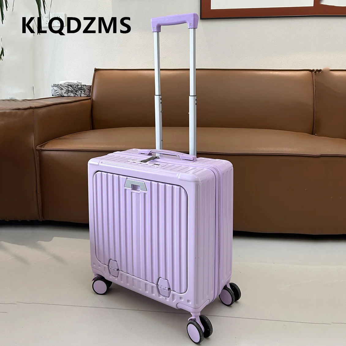 KLQDZMS Laptop Luggage Front Opening Boarding Box Multifunctional Trolley Case 18 Inches USB Charging Handheld Travel Suitcase