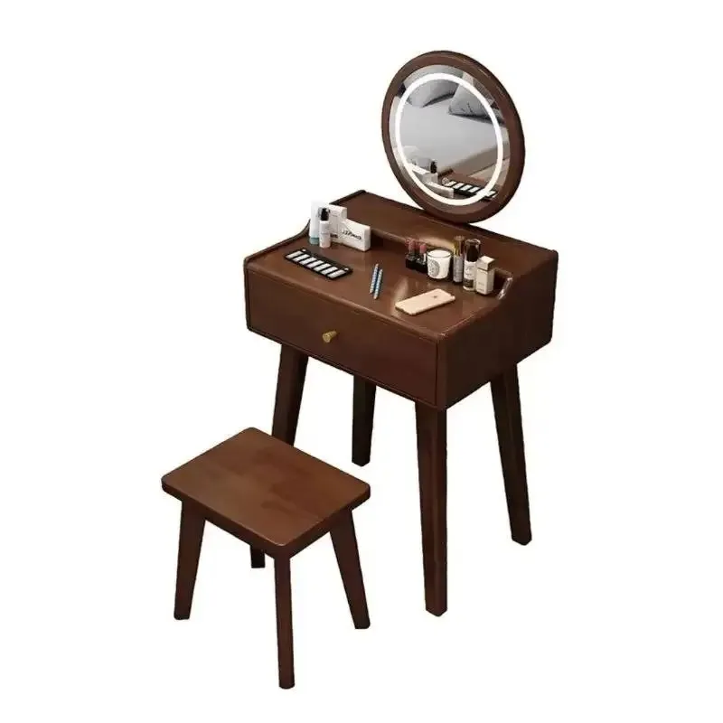 Brown Europe Storage Vanity Table Drawer Decor Luxury Salon Makeup Cabinet Bedroom Mirror Modern Penteadeira Feminina Furniture