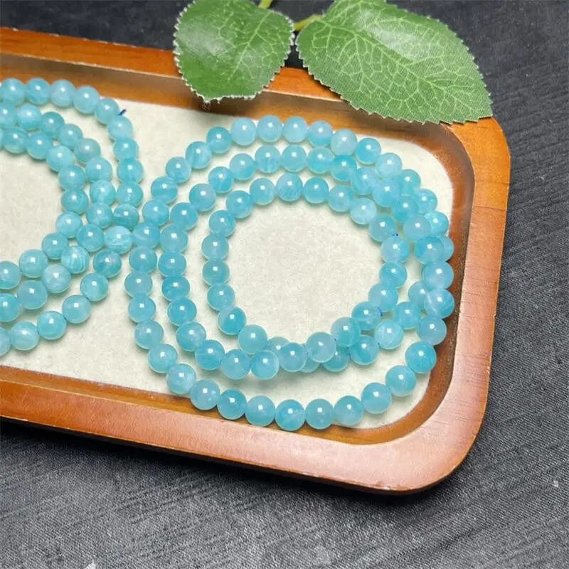 6MM Natural Amazonite Triple Circle Bracelet Crystal Yoga Reiki Healing Fengshui Stone Stretch Female Holiday Gift 1PCS