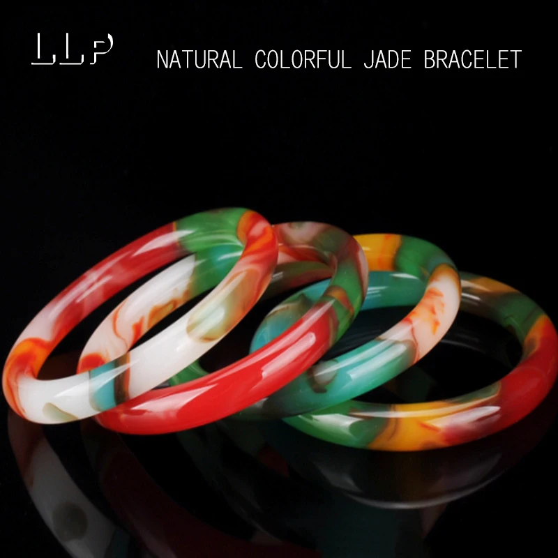 

Натуральный цветной нефритовый браслет для женщин, простой и модный дизайн, ювелирные изделия для девочек, подарок на фестиваль талисмана