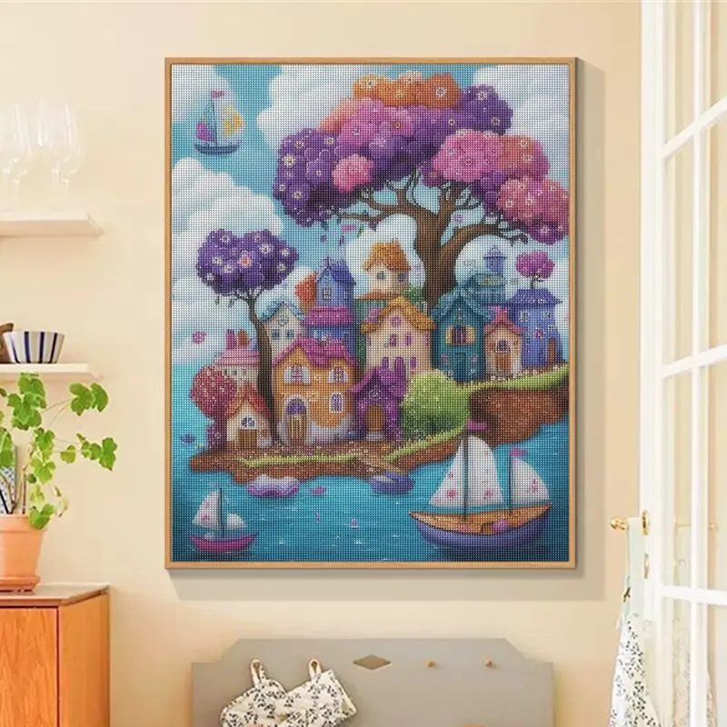 CHENISTORY Diamond Painting Cartoon Landscape 5D DIY Full Square Round Diamond Embroidery Cross Stitch Kit Home Decor Gift view 3
