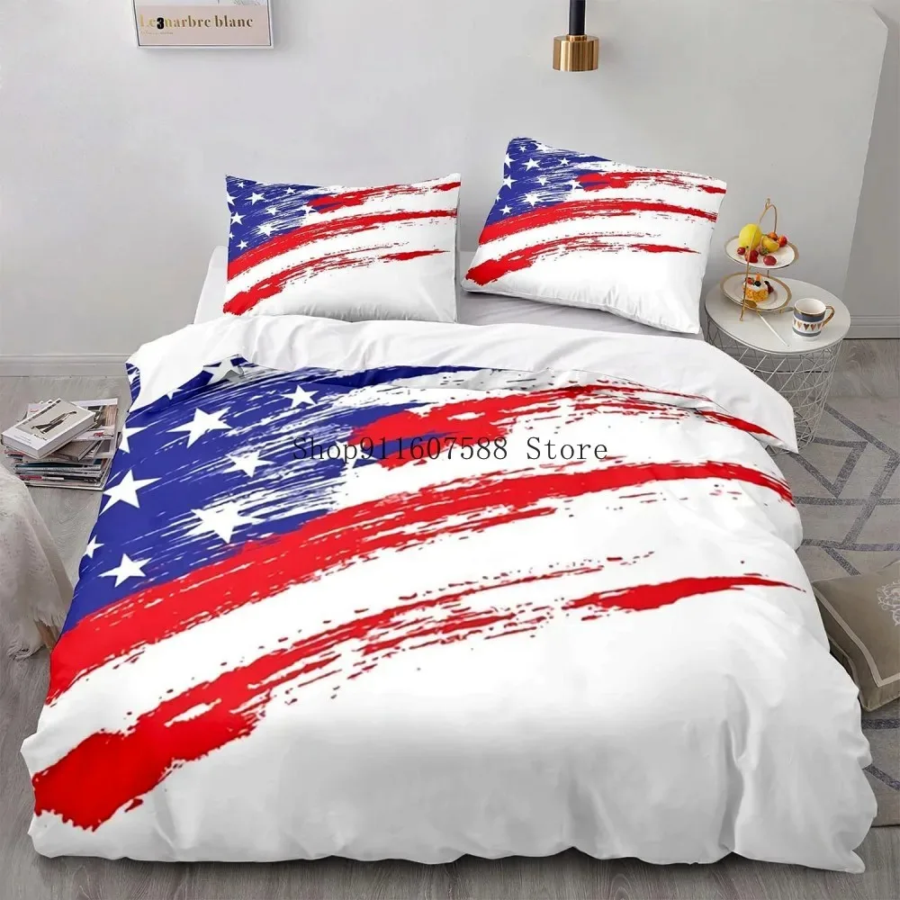 National Flag Duvet Cover Set King Size Creative American Flag Bedding Set for Teen Adults Microfiber Quilt Cover Retro Bed Sets