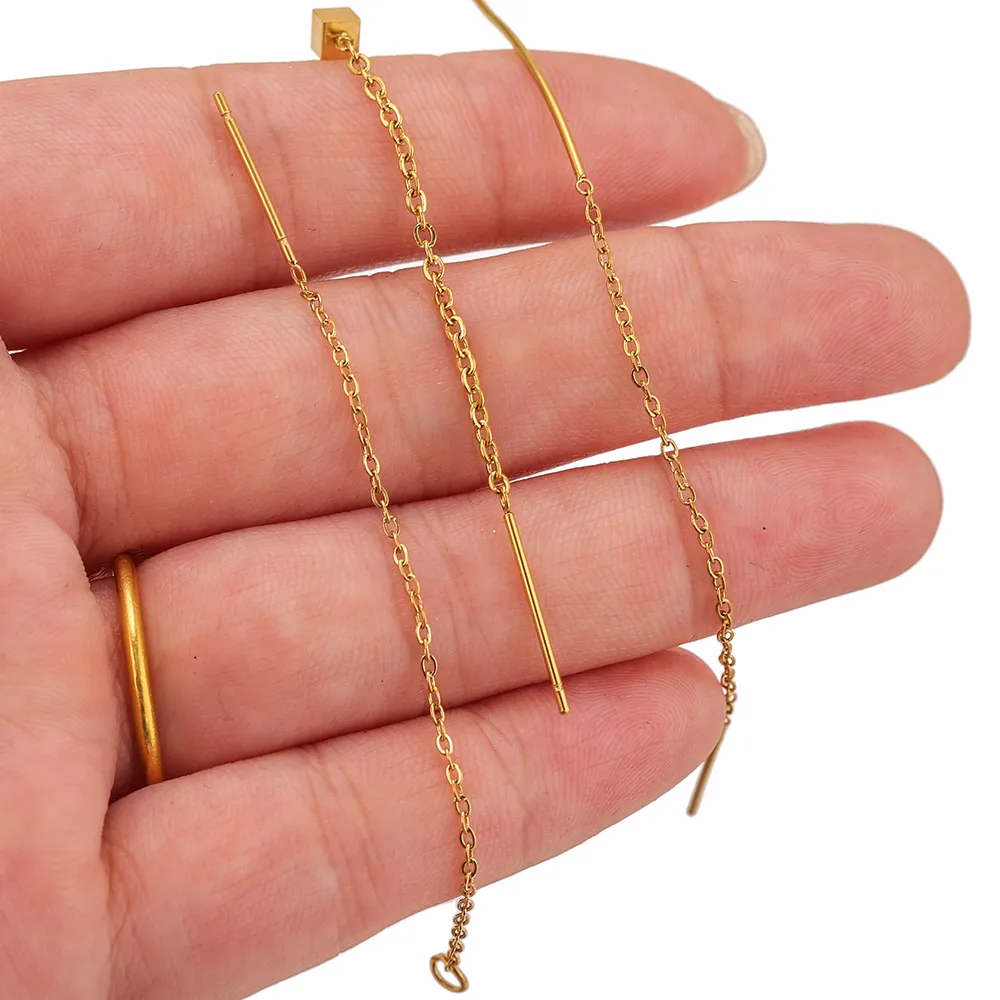 10pcs Stainless Steel Long Ear Line Earrings Ball Dangle 8/13cm Tassel Chain for DIY Jewelry Accessories Woman Handicraft Making view 4
