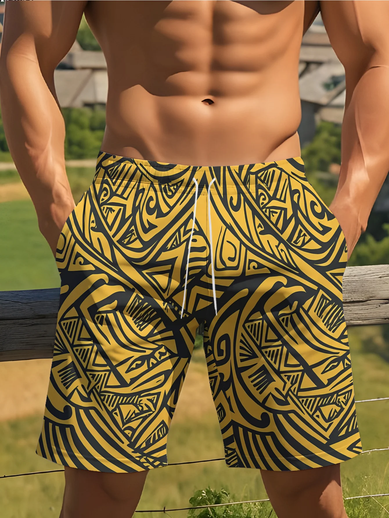 

Mens Pink Tropical Palm Tree Print Quick Dry Drawstring Waist Beach Shorts Swim Trunk 2026